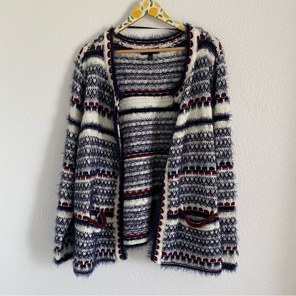 Lane Bryant Multicolor Fuzzy Open Front Cardigan Sweater Size 18/20